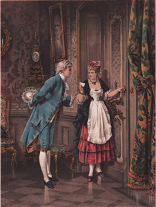 At the Fair One's Door (From a Painting by Erdman)